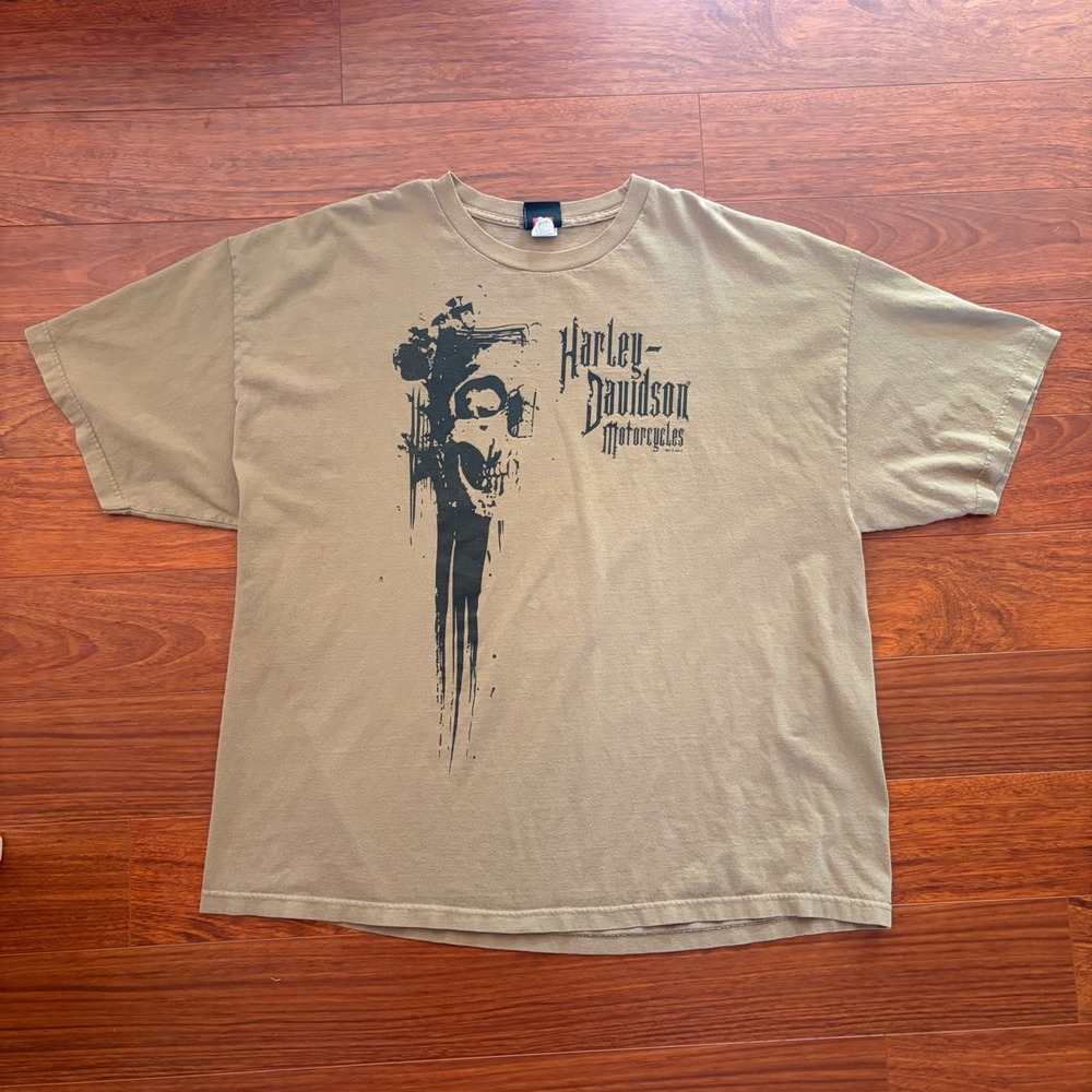 Harley Davidson Mens 3XL T Shirt Tan Skull Graphic Mile High Parker Colorado Tee